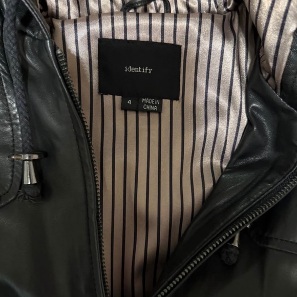 Black leather jacket with hood - Picture 2 of 6